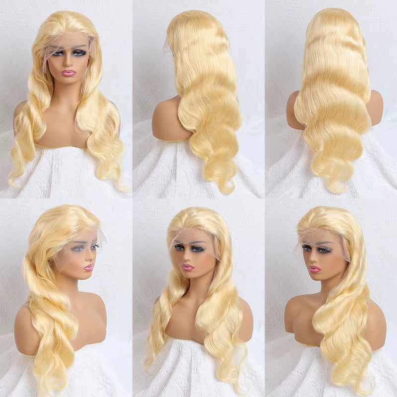 Luxurious 613 Blonde Body Wave 360 Lace Frontal Wig - Pre-Plucked Brazilian Human Hair in 30", 32", and 38" Lengths