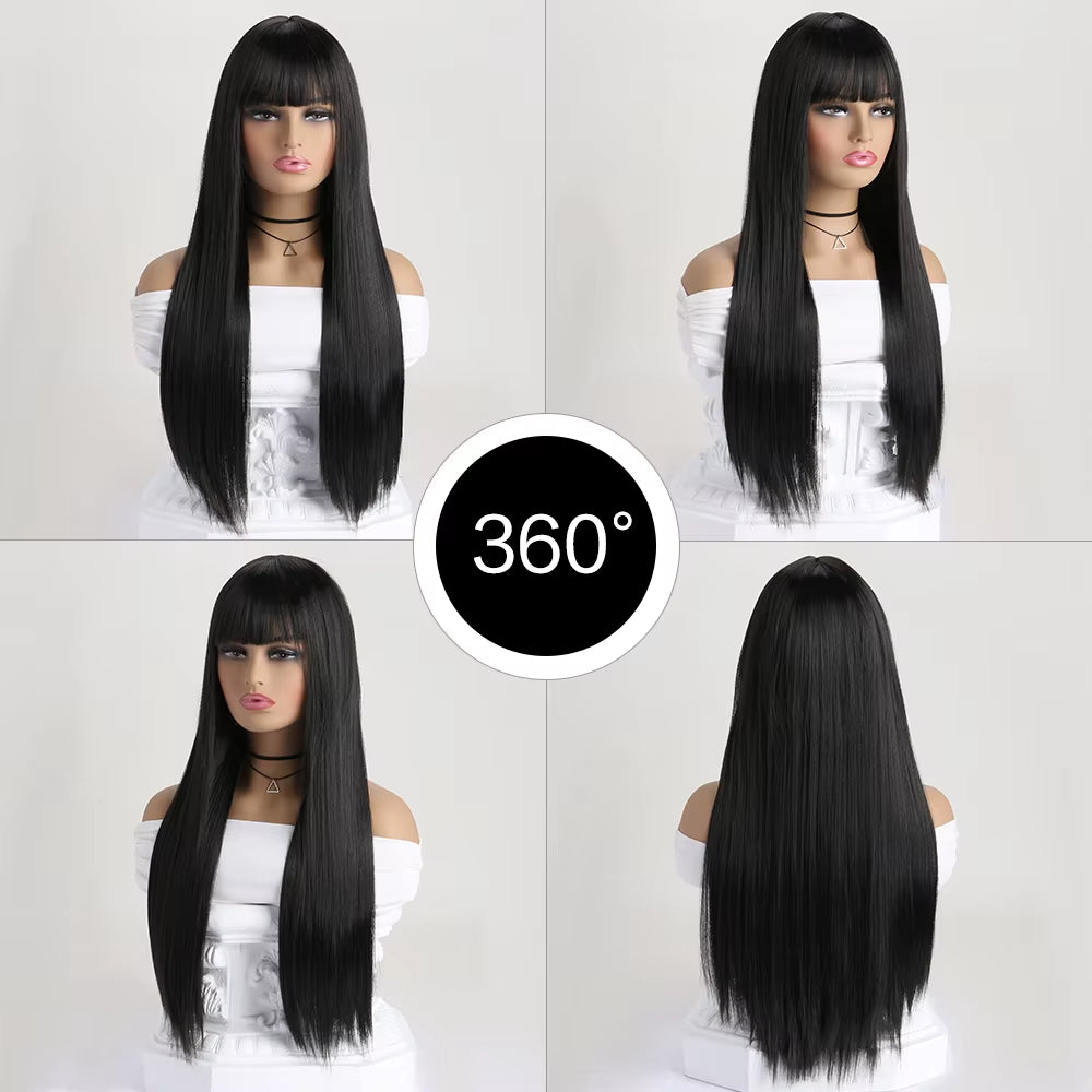 26Inch Colour Wig Long Straight Synthetic Wig for Women Fashion Wig for for Daily Halloween Costume Party Cosplay ﻿
