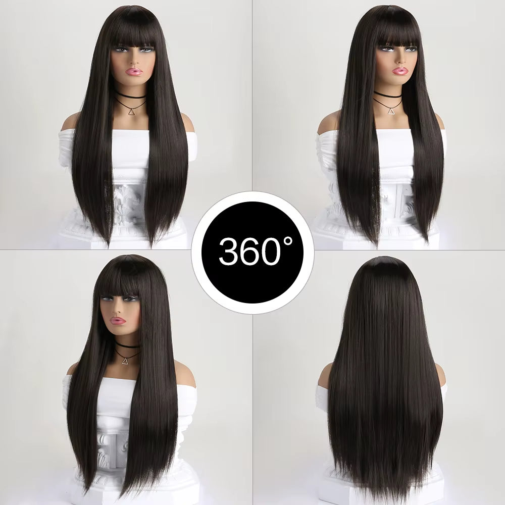 26Inch Colour Wig Long Straight Synthetic Wig for Women Fashion Wig for for Daily Halloween Costume Party Cosplay ﻿