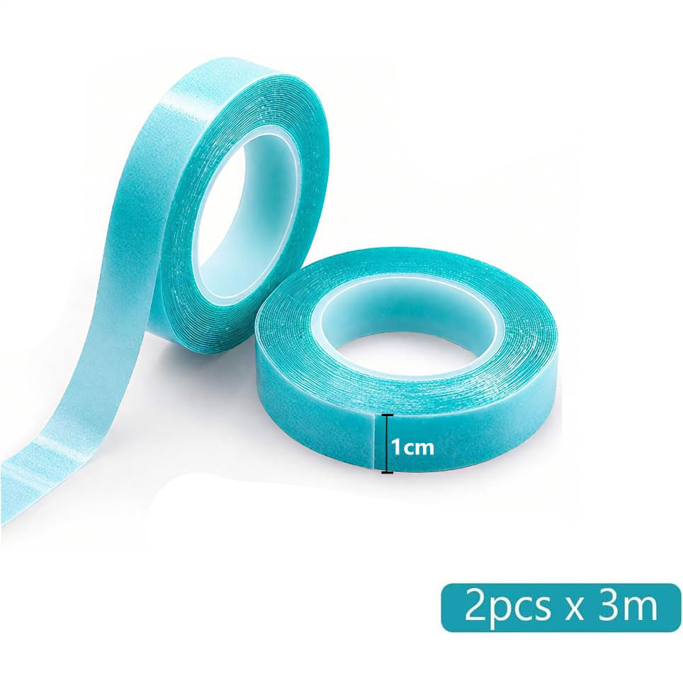 Premium Double-Sided Hair Extension Tape Tabs - 2 Rolls of 6 Meters for Secure Weft Replacement, Waterproof Adhesive for Wigs and Toupees