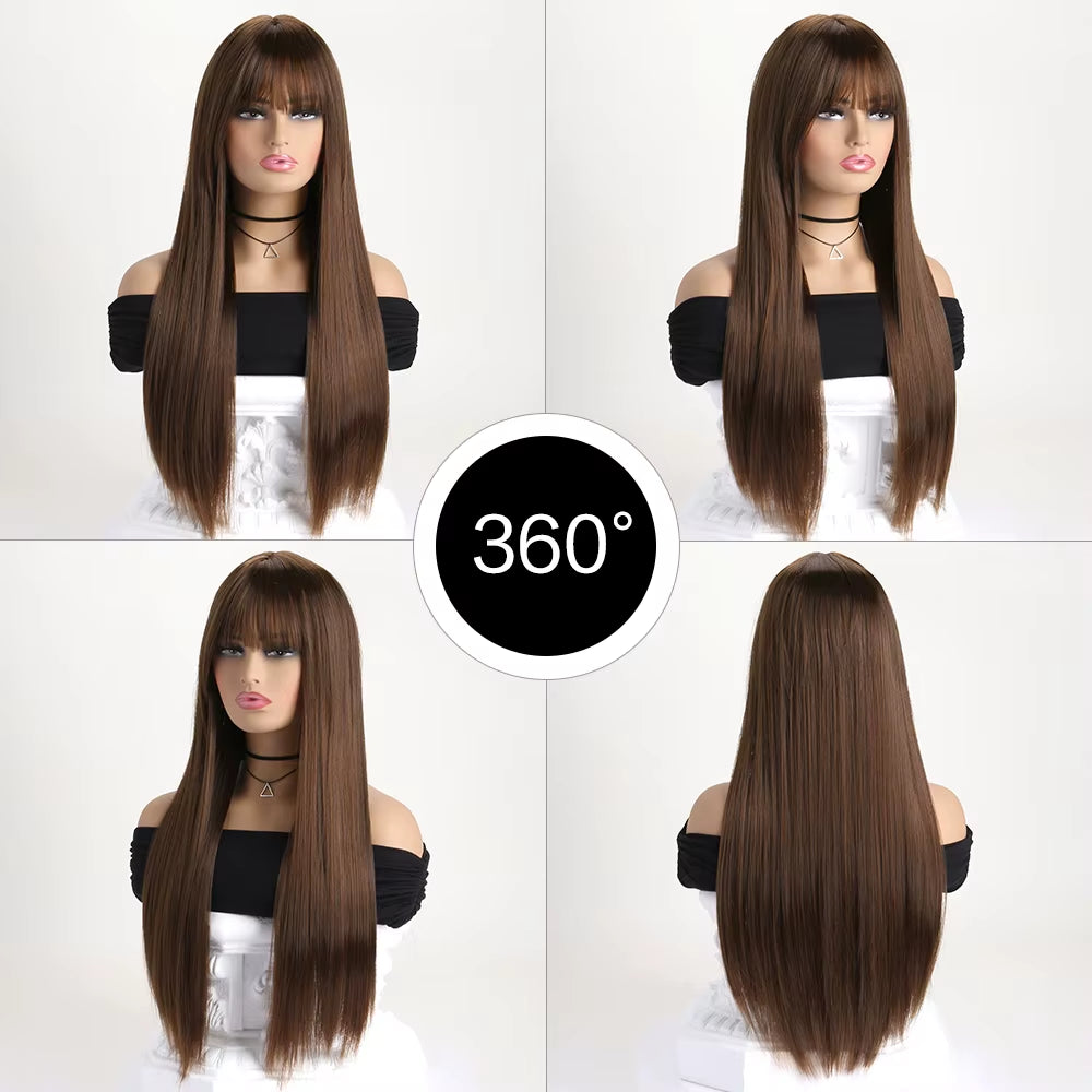 26Inch Colour Wig Long Straight Synthetic Wig for Women Fashion Wig for for Daily Halloween Costume Party Cosplay ﻿