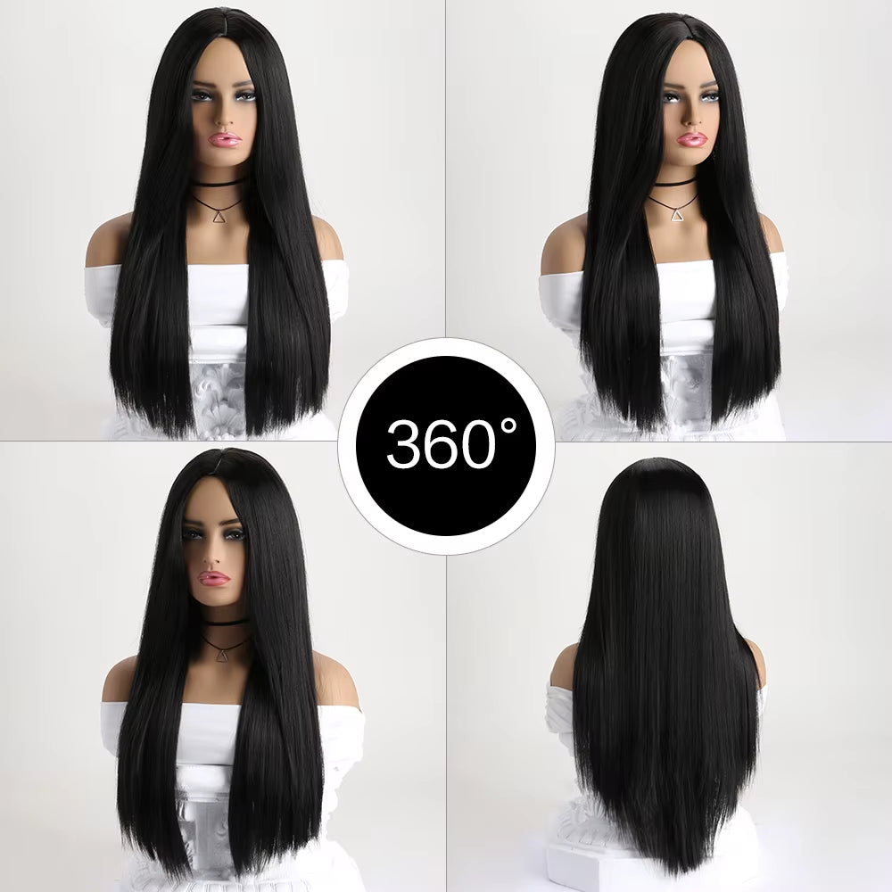 26Inch Colour Wig Long Straight Synthetic Wig for Women Fashion Wig for for Daily Halloween Costume Party Cosplay ﻿