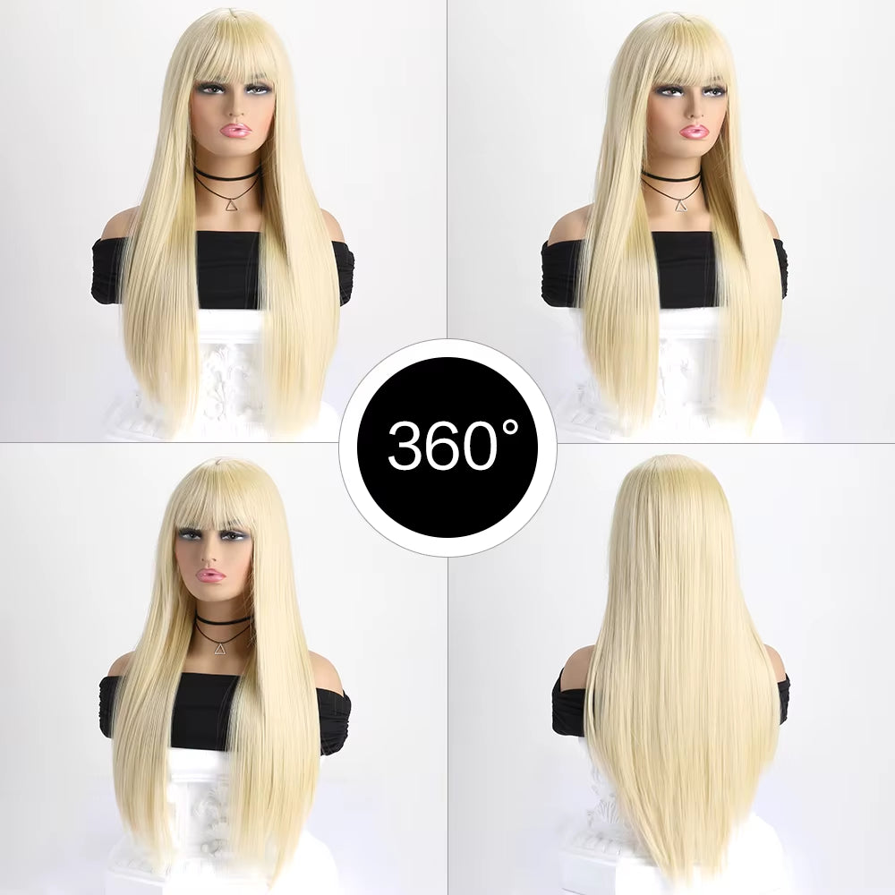 26Inch Colour Wig Long Straight Synthetic Wig for Women Fashion Wig for for Daily Halloween Costume Party Cosplay ﻿