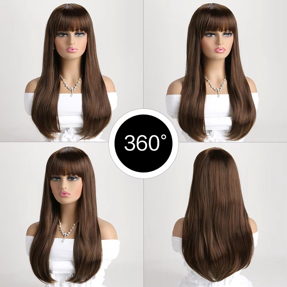 26Inch Colour Wig Long Straight Synthetic Wig for Women Fashion Wig for for Daily Halloween Costume Party Cosplay ﻿