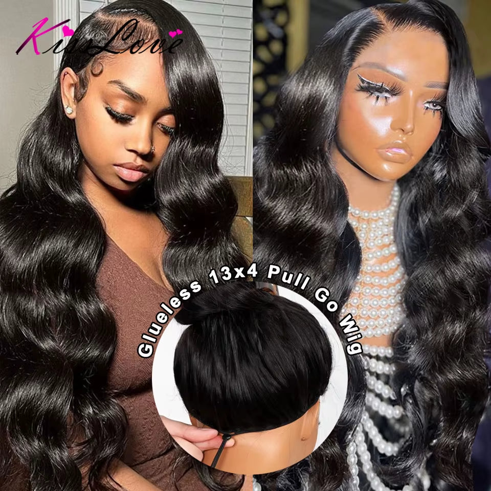 Body Wave Invisi Strap 360 Full Lace Wig Human Hair 5X5 Glueless Pull Go Wigs with Elastic Drawstring 13X6 HD Lace Frontal Wig