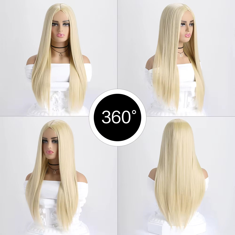 26Inch Colour Wig Long Straight Synthetic Wig for Women Fashion Wig for for Daily Halloween Costume Party Cosplay ﻿