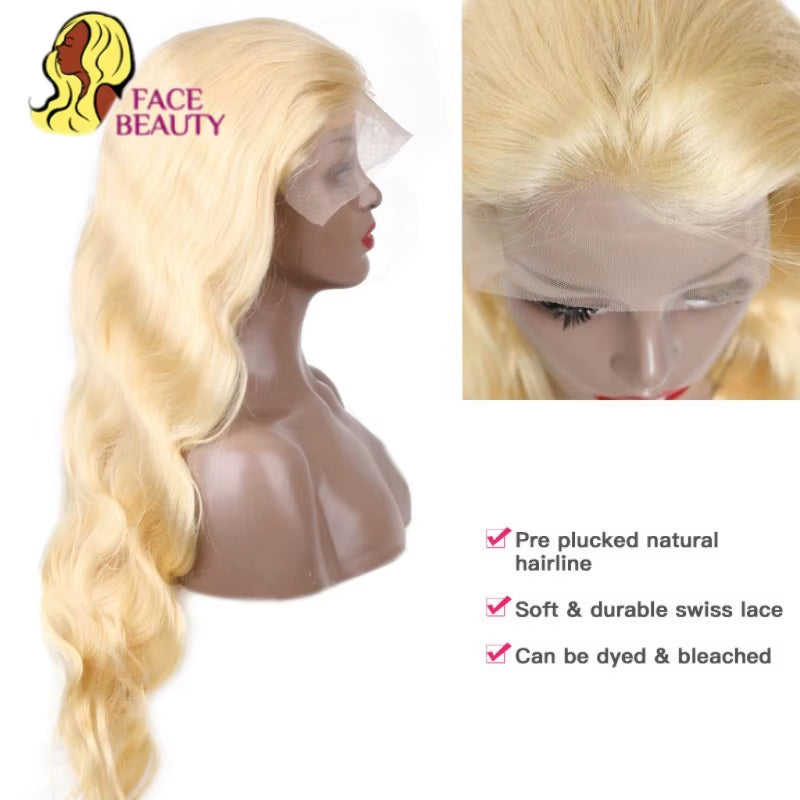 Luxurious 613 Blonde Body Wave 360 Lace Frontal Wig - Pre-Plucked Brazilian Human Hair in 30", 32", and 38" Lengths