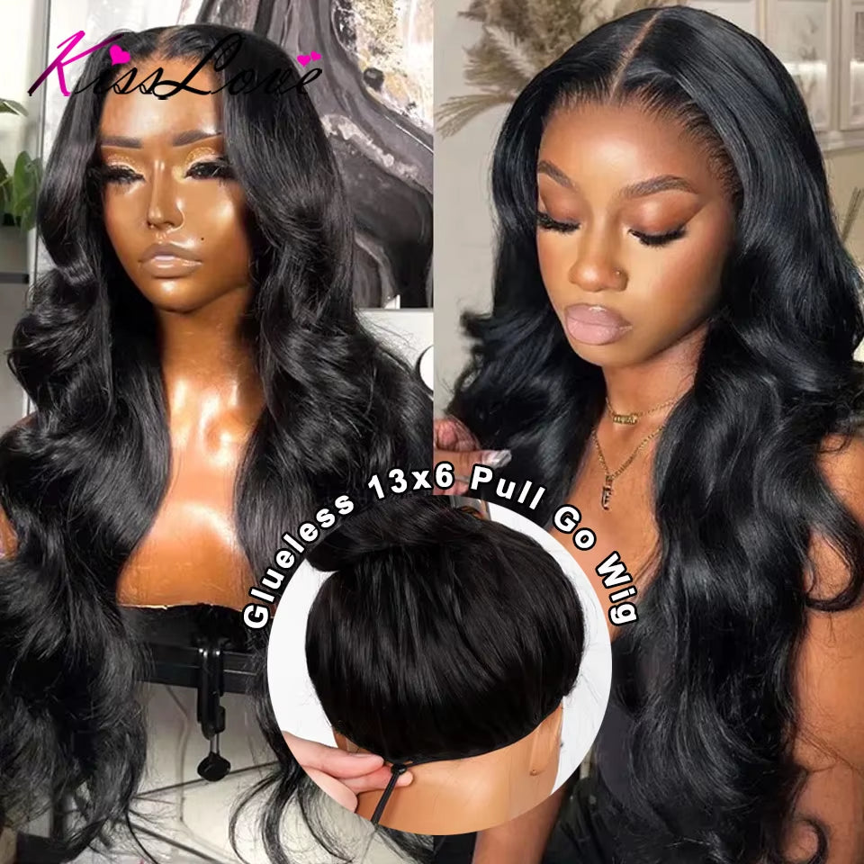 Body Wave Invisi Strap 360 Full Lace Wig Human Hair 5X5 Glueless Pull Go Wigs with Elastic Drawstring 13X6 HD Lace Frontal Wig