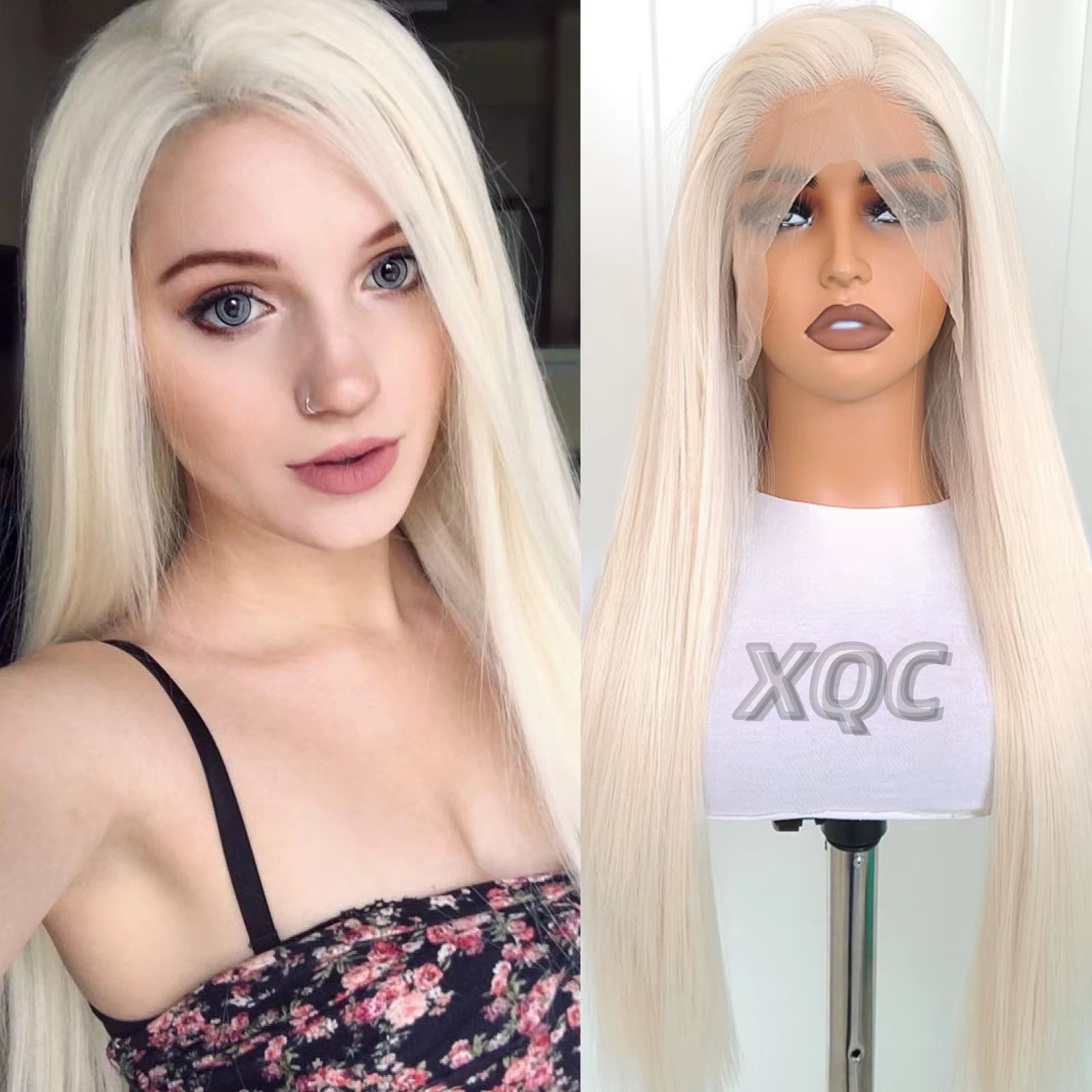 Gorgeous Straight Long Platinum Blonde Lace Front Wig - Glueless Synthetic Hair for Effortless Style