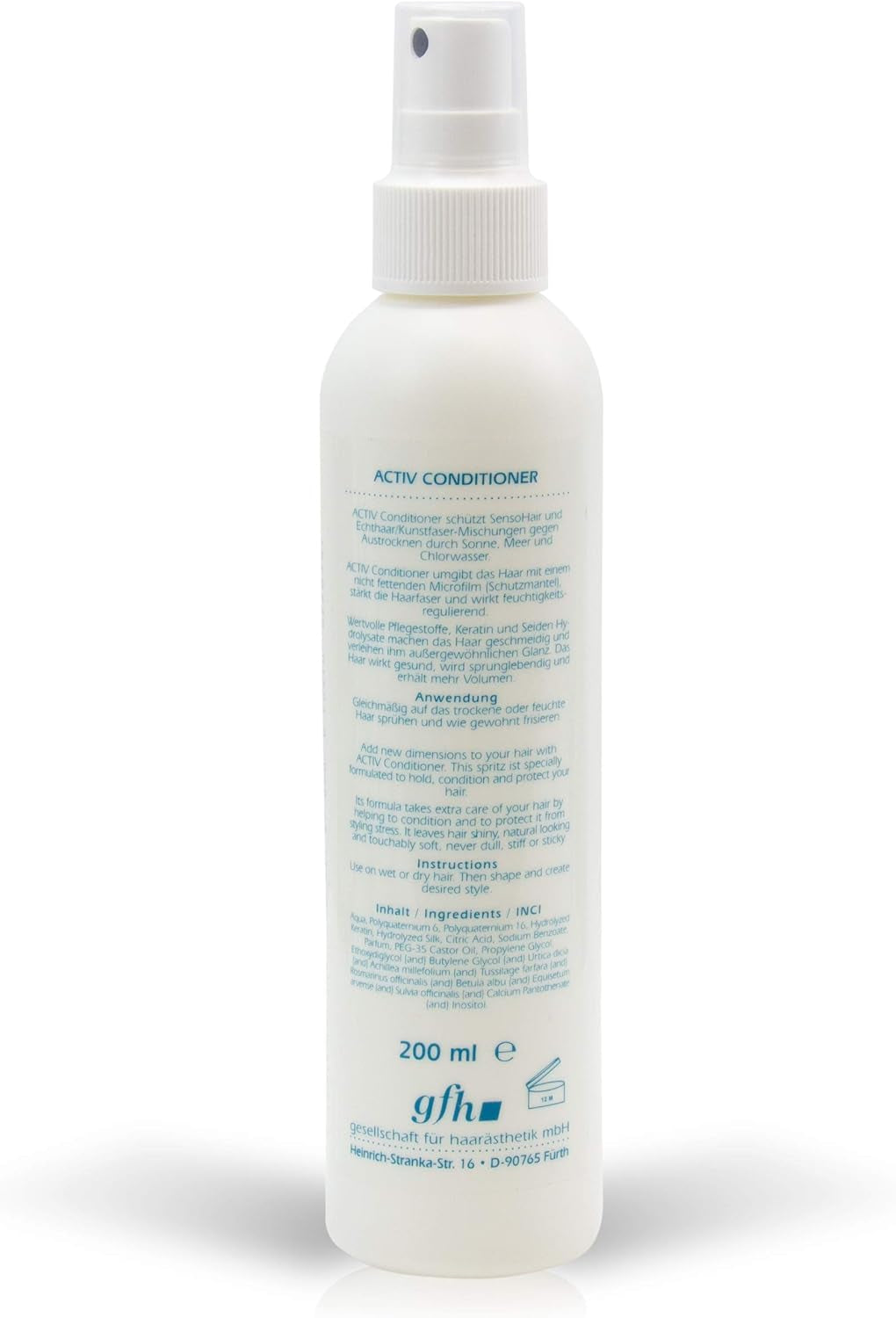 Active Conditioner Spray, 200 Ml Care for Real Hair Wigs, Synthetic Hair Wigs, Real Hair Parts, Hair Systems, Toupets, Wig, Real Hair Extensions