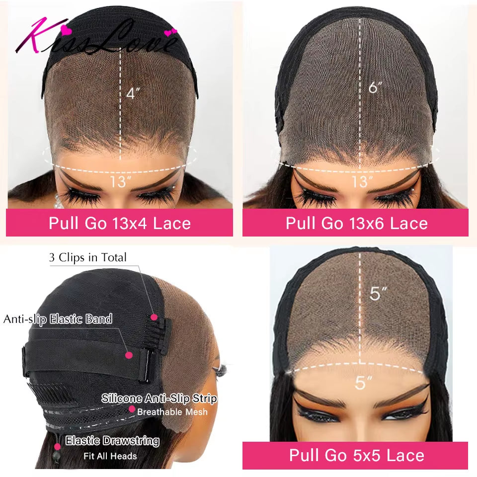 Body Wave Invisi Strap 360 Full Lace Wig Human Hair 5X5 Glueless Pull Go Wigs with Elastic Drawstring 13X6 HD Lace Frontal Wig